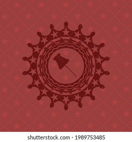 icono del pin de papel dentro del emblema rojo estilo retro. 