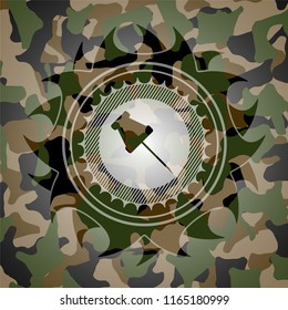 paper pin icon on camo texture