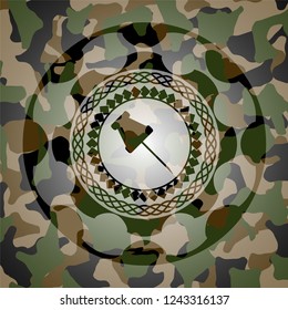 paper pin icon on camo pattern