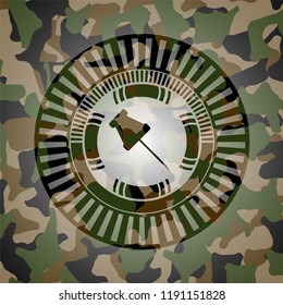 paper pin icon on camouflaged pattern