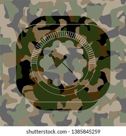 paper pin icon on camouflaged pattern