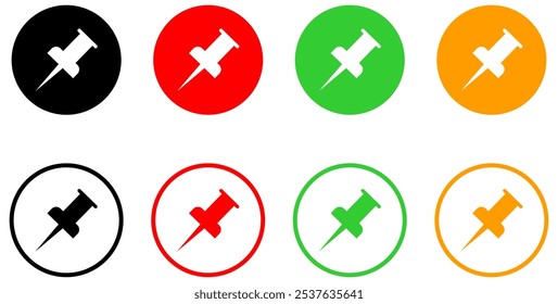 Paper pin icon . Push pin vector icon.