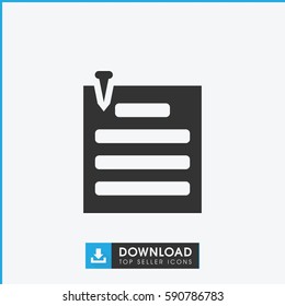 paper pin icon. Simple filled paper pin icon. On white background.