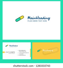 Paper pin Logo design with Tagline & Front and Back Busienss Card Template. Vector Creative Design