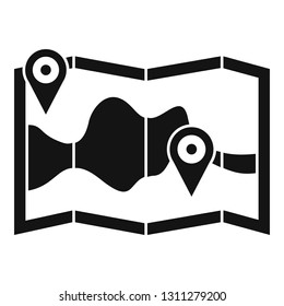 Paper pin map route icon. Simple illustration of paper pin map route vector icon for web design isolated on white background