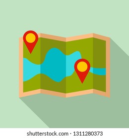 Paper pin map route icon. Flat illustration of paper pin map route vector icon for web design