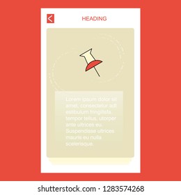 Paper pin mobile vertical banner design design. Vector