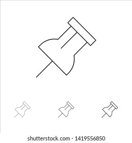 Paper, Pin, Reminder Bold and thin black line icon set