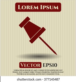 Paper Pin vector icon or symbol