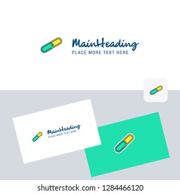 Paper pin vector logotype with business card template. Elegant corporate identity. - Vector