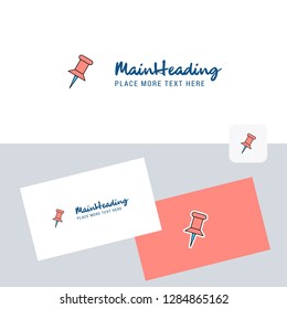 Paper pin vector logotype with business card template. Elegant corporate identity. - Vector