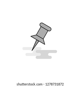 Paper pin Web Icon. Flat Line Filled Gray Icon Vector