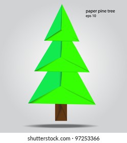 Paper pine tree cartoon vector illustration