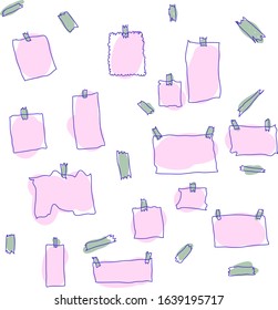 paper pink child-drawn stickers for office work