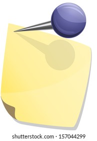 paper pinned pin, vector illustration