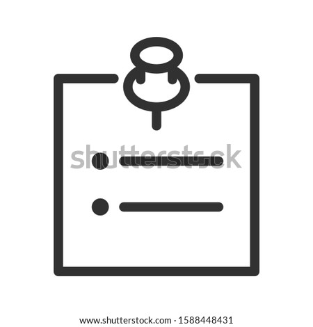paper, pins and pushpin, linear icon. Editable stroke