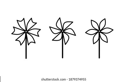 Paper pinwheel sketch set. white background. suitable for icon symbol element. simple vector illustration