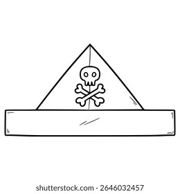 papel pirata chapéu ilustração mão desenhado vetor de contorno