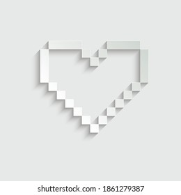 paper pixel heart icon red and black vector 