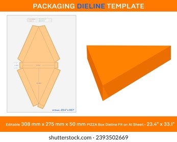 Caja de rodajas de pizzas de papel, plantilla de línea, 308 mm x 275 mm x 50 mm, 