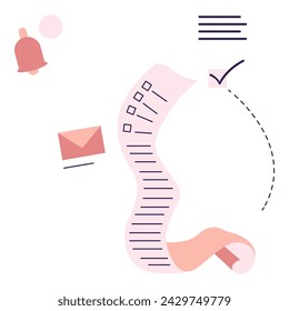 Paper with plan list. Vector illustration in flat style with productivity theme. Editable vector illustration.