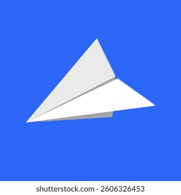 Paper plane 3d icon illustration, white paper folded into shape on light blue backdrop. paper airplane icon symbols. online social, event, education, learning, creative vision concept. 