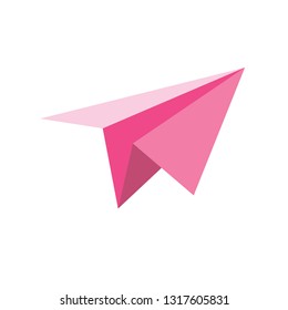 Paper plane 3d vector icon isometric pink and blue color minimalism illustrate