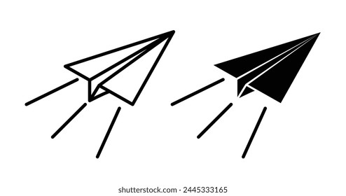 Paper Plane and Aeroplane Icons. Lightweight Aircraft and Messaging Symbols.