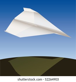 Paper plane in the air vector illustration cartoon