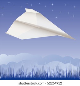 Paper plane in the air vector illustration cartoon