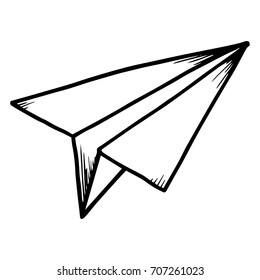 Paper plane. Aircraft made of paper. Vector illustration. Origami.