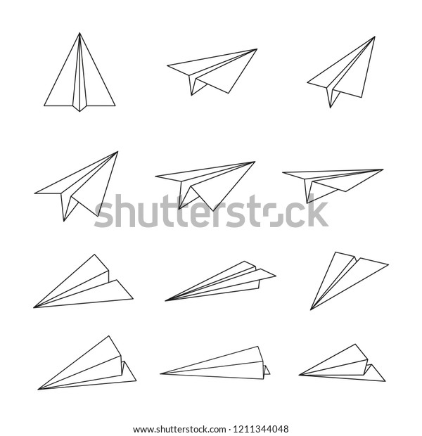 Paper Plane Aircraft Simple Outline Style Stock Vector (Royalty Free ...