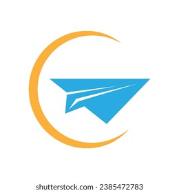 Paper Plane,  Airplane logo design illustration