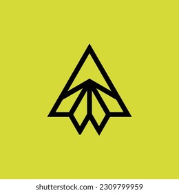 paper plane arrow letter A triangle lines logo