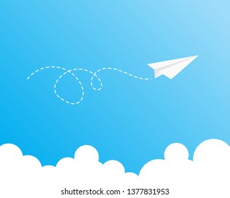 Paper Plane Art Of Business Success And Leadership Different Concept Idea. Vector Start Up And Launch. New Ideas. Paper Airplane For Your Invention And Development. Creative Background, Banner.