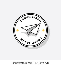 Paper Plane Badge Sticker Vector Illustration