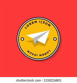 Paper Plane Badge Sticker Vector Illustration