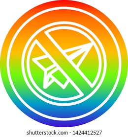 paper plane ban circular icon with rainbow gradient finish