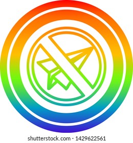 paper plane ban circular icon with rainbow gradient finish