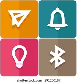 Paper plane, bell, bulb vector icon