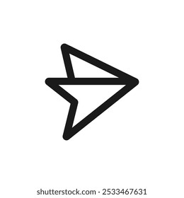 paper plane black outline icon illustration vector logo design