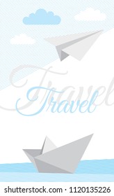 Paper plane and boat vector illustration