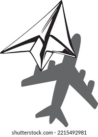 paper plane with boeing shadow