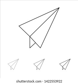 Paper, Paper plane, Plane Bold and thin black line icon set