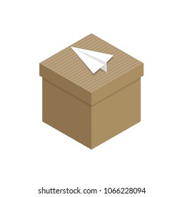 paper plane and box vector. free space for text. wallpaper. background.