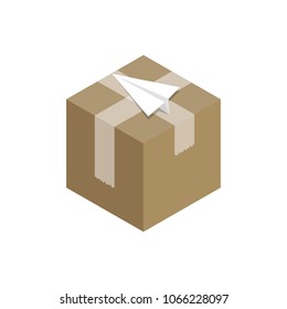 paper plane and box vector. free space for text. wallpaper. background.