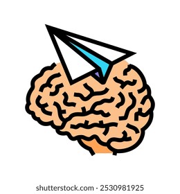 paper plane brainstorm color icon vector. paper plane brainstorm sign. isolated symbol illustration