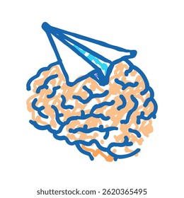 Papier Ebene Brainstorm Doodle Symbol Skizze Vektor. Brainstormschild für Papierflugzeuge. einzelne Symbolgrafik