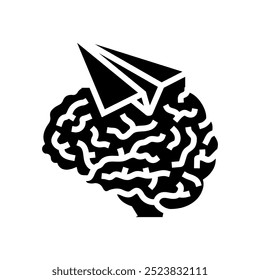 paper plane brainstorm glyph icon vector. paper plane brainstorm sign. isolated symbol illustration