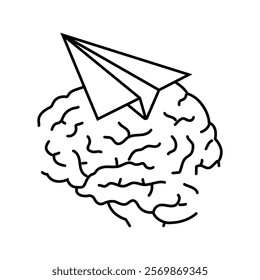 paper plane brainstorm line icon vector. paper plane brainstorm sign. isolated contour symbol black illustration